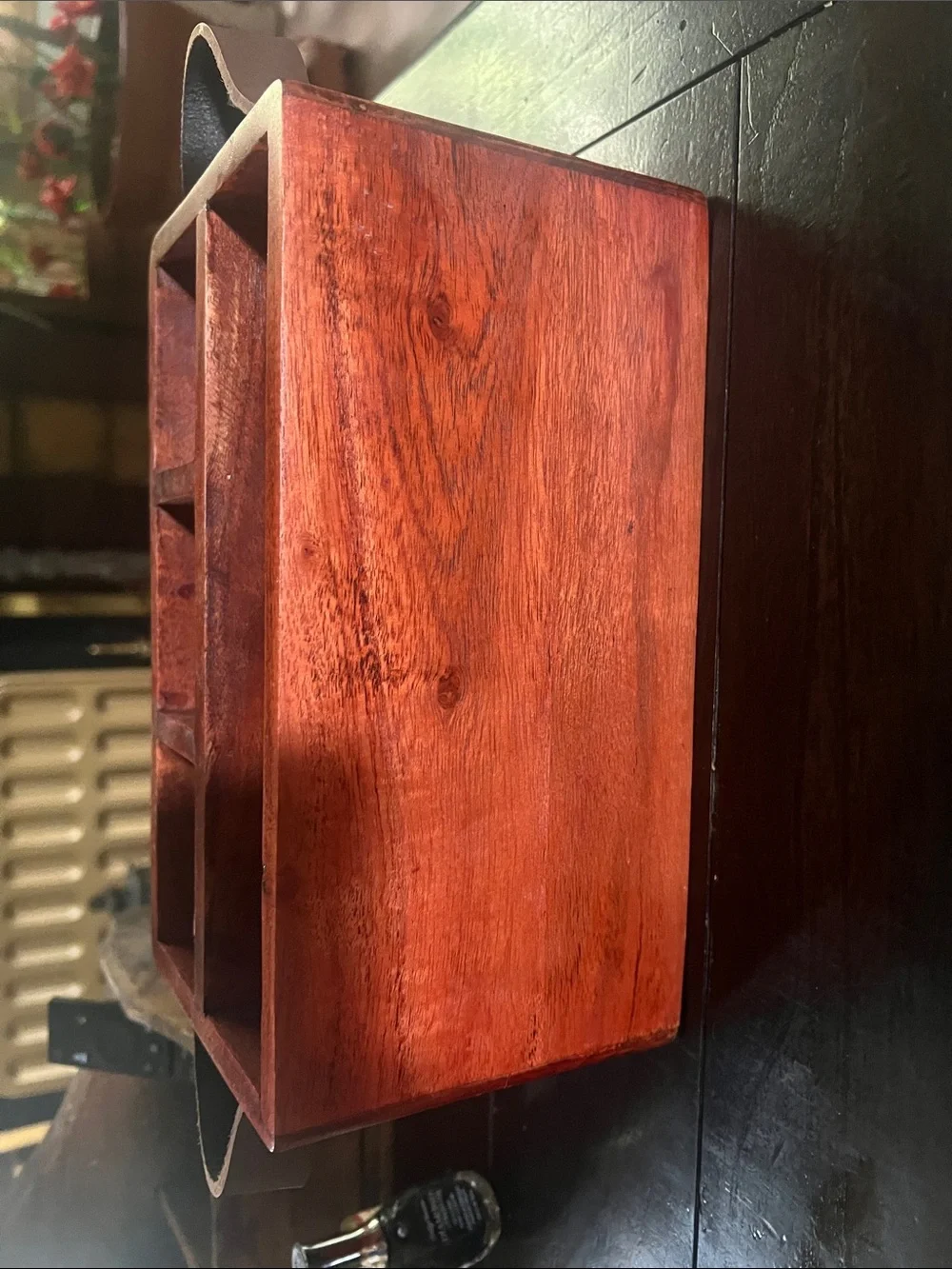 Crate&Barrel solid wood caddy